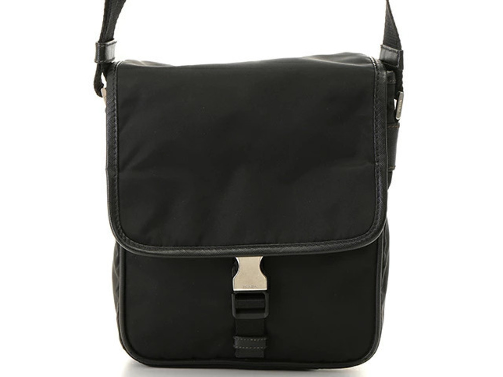 Prada Hobo Bag Saffiano Leather Black Shoulder Crossbody